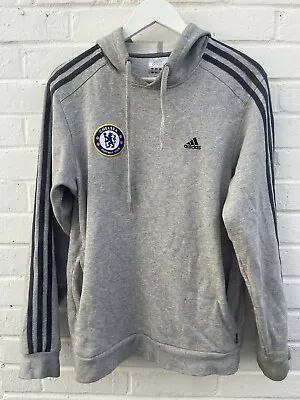 Buy Chelsea FC Adidas Mens Hoodie Small Grey Blue Pullover Logo Jacket Cotton • 16£