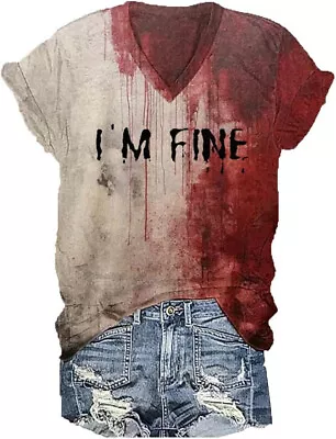 Buy I'M Fine Bloody Shirt Halloween Bloody Cloth Bloody Shirt Horror Blood Shirt Blo • 14.39£