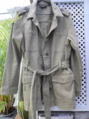 Buy Next Green Cotton Jacket With Belt, Safari Style Size 14 • 15£