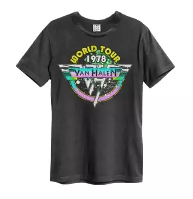 Buy VAN HALEN WORLD TOUR 78 AMPLIFIED VINTAGE CHARCOAL LARGE =T-shirt= • 22.59£