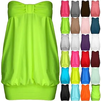 Buy Plus Size Ladies Womens Casual Boobtube Strapless Summer Front Knot Bandeau Top • 6.19£