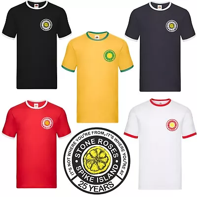 Buy Stone Roses Spike Island Ringer T Shirt - Lemon Adored Logo High Quality Print • 13.99£