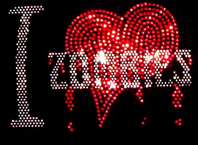 Buy I LOVE ZOMBIES GOTHIC HORROR RHINESTUD T SHIRT  Any Size S-xxl • 11.99£