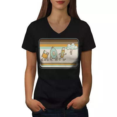 Buy Wellcoda Tech Of Storage Devices Cartoon Womens V-Neck T-shirt • 17.99£