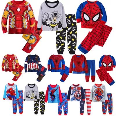 Buy Kids Boys Superhero Spider-man Pyjamas Tops Pants Set Nightwear Cosplay Costume • 7.39£