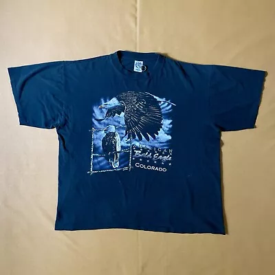 Buy Vintage Colorado Bald Eagle Destination Graphic 90s T-Shirt Adult Size 2XL • 18.64£