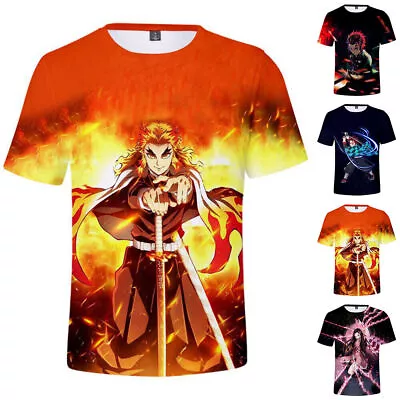 Buy Anime Demon Slayer Cosplay Women Men T-Shirt 3D Print Short Sleeve Tee Top Shirt • 12.49£