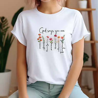 Buy God Says You Are Unique Special Lovely Christian Quote Men Women Unisex T Shirt • 13.99£