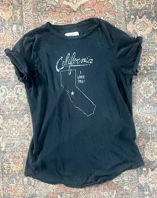 Buy Current Elliot California Distressed Linen Cotton Graphic Tee Shirt • 37.34£
