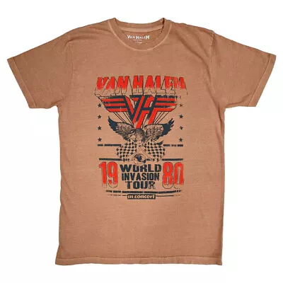 Buy Van Halen T Shirt World Invasion Vintage Band Logo New Official Unisex Pink • 17.95£
