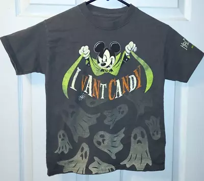 Buy Disney Parks Mickey Youth Kids  I Vant Candy  Gray Halloween Shirt Size Small  • 9.91£