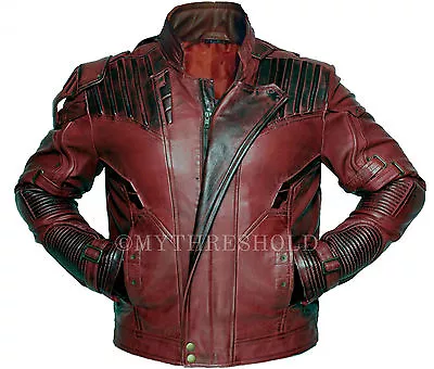 Buy Guardians Of The Galaxy 2 Star Lord Chris Pratt Maroon Real Leather Jacket • 85.65£