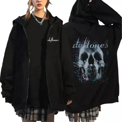 Buy .deftones Printed Black Hoodie Men Women Casual Hip Hop Full Zip Sweatshirt New~ • 23.66£