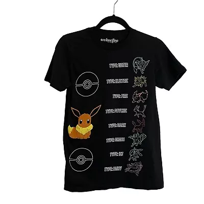 Buy We Love Fine Pokemon Eevee Graphic Evolution Women XS Black T-Shirt Eeveelutions • 10.31£