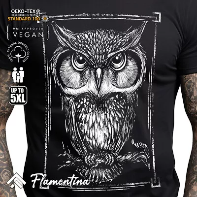 Buy Framed Owl Picture Mens T-Shirt Animals Great Horned Birds Of Prey Art P787 • 11.99£