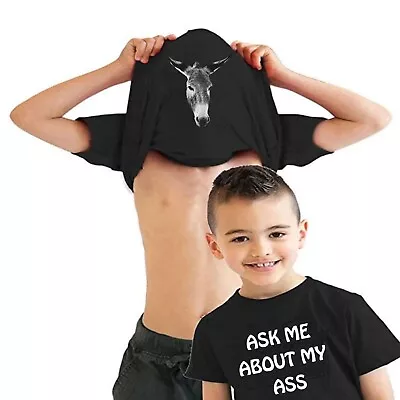 Buy Ask Me About My Ass Funny Donkey Flip T-Shirt Adult & Kid Ninja Disguise Tee Top • 9.99£