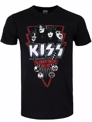 Buy Officially Licensed Kiss Rockin' And Rollin' Mens Black T Shirt Kiss Classic Tee • 15£