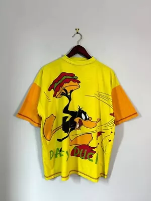 Buy Vintage Looney Tunes Daffy Duck , Elmer Fudd 1996 All Over Print T-shirt • 68.96£