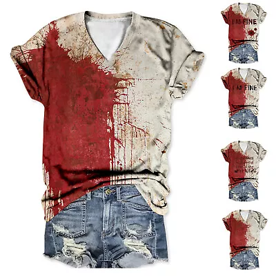 Buy I'm Fine Bloody T Shirt Shirt With Blood Shirt Blood Splatter Shirt Bloody • 13.09£