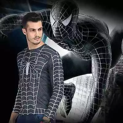 Buy Spiderman Long Sleeve T-shirt Superhero Costume Tee Black Original Ver. S-4XL • 16.54£