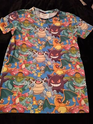 Buy 2016 Official Pokemon BIOWORLD All Over Print Graphic T Shirt Adult Size XS • 9.50£