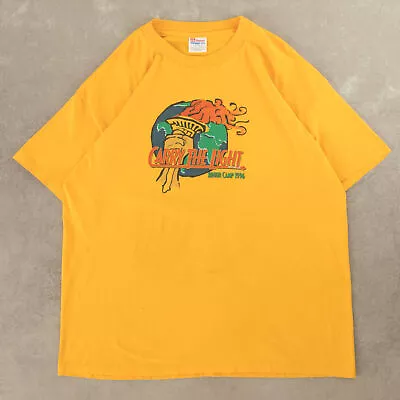 Buy Hanes Vintage 90s Carry The Light Single Stitch Graphic T-Shirt XL Mens Yellow • 24£