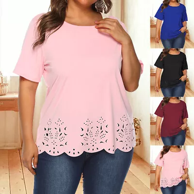 Buy Plus Size 18-26 Women Short Sleeve Basic Tunic Top Summer Casual Blouse T-Shirt • 2.99£