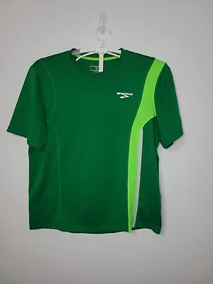 Buy Brooks Mens Large Equilibrium Technology Green Short-Sleeve Running Shirt L83 • 18.67£