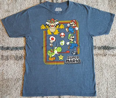 Buy Super Mario Retro Style T Shirt Medium EUC Bowser, Luigi, Yoshi Nintendo INV2746 • 11.43£