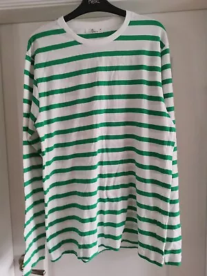Buy Lost Stock Womens/unisex Geen And White Striped Cotton T-Shirt Size M • 1£