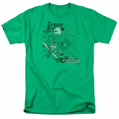 Buy Green Arrow The Emerald Archer T Shirt Mens Licensed DC Comic Tee Kelly Green • 18.80£