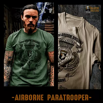 Buy 101st Airborne Division T-shirt Army Paratrooper Screaming Eagles Military Tee • 18.63£