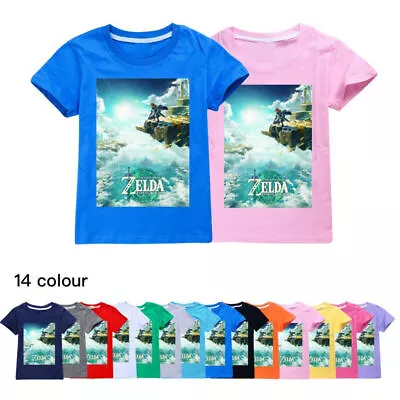 Buy Hot Zelda Boys Girls Summer Casual Short Sleeves Kids 100% Cotton T-shirt Tops • 9.79£