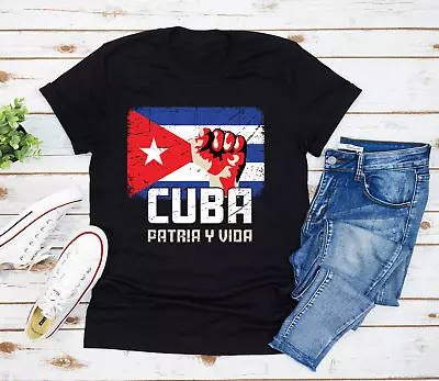 Buy Cuba Patria Y Vida Shirt T-Shirt Diaz Canel Singao Cuban Freedom Viva Libre Love • 18.66£