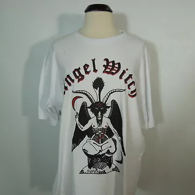 Buy ANGEL WITCH Baphomet Band Logo Seventies Tapes XL T-Shirt White Mens Band Logo • 21.97£