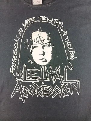 Buy Vintage LETHAL AGGRESSION Thrash Metal Concert T-Shirt CROSSOVER EXORCIST Blair • 55.73£