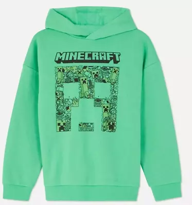 Buy Boy Minecraft Hoodie Sweater Jumper Green Ages 12-13 Years • 17.95£