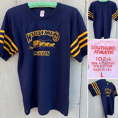 Buy Vintage Wells Fargo Agents T Shirt Jersey Style 80s Southern Athletic Size L • 210.15£