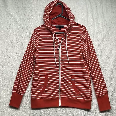 Buy Tommy Hilfiger Hoodie Sweatshirt Womens Large Striped Orange White French Terry • 12.02£