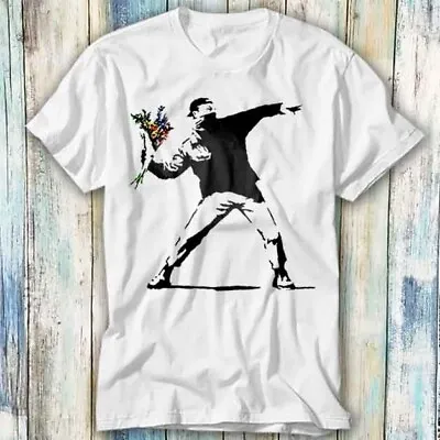 Buy Banksy Flower Thrower Hipster Street Art T Shirt Meme Gift Top Tee Unisex 686 • 6.35£