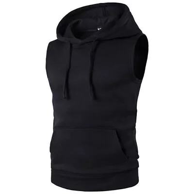 Buy Men's Sleeveless Hoodie T-shirt Vest Workout Hooded Fitness Gym Sports Tank Tops • 18.49£