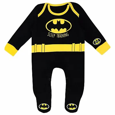 Buy Batman DC Bodysuit Kids Baby Boys 0 -18 Months Pyjamas Sleepsuit Black Yellow • 17.99£