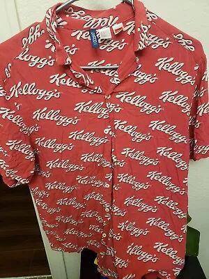 Buy Kelloggs Graphic T-Shirt Red Size Medium /Button Up  • 8.40£