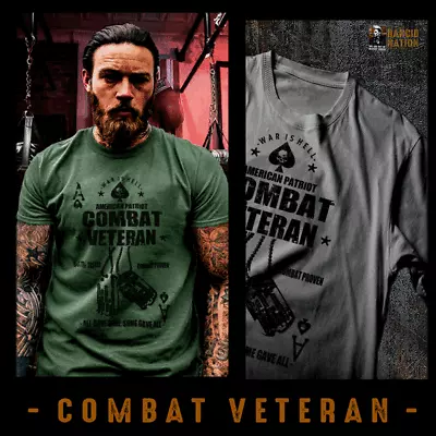 Buy Combat Veteran T-Shirt Military Dog Tags Army, USMC, Navy, Airforce Patriot Tee • 18.63£