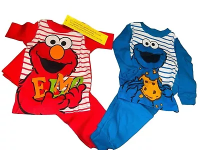 Buy Sesame Street 12 Month Pajamas  Boy Girl Elmo Cookie Monster Pants Long Sleeve • 11.28£