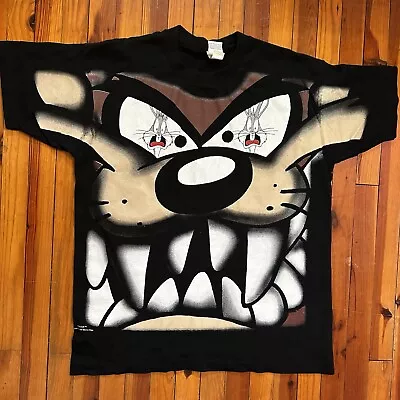 Buy Vintage Looney Tunes Tasmanian Devil AOP T-Shirt 1997 Single Stitch Size Large • 79.36£