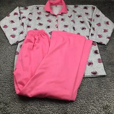 Buy Cooke Monster Sesame Street Womens Pajamas Sz XL Pink Gray Nova 2 Piece Set • 16.80£