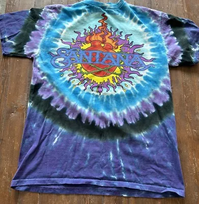 Buy Vintage Santana Liquid Blue Tie Dye 1999 River Of Colors Tour T-Shirt Medium • 50.57£