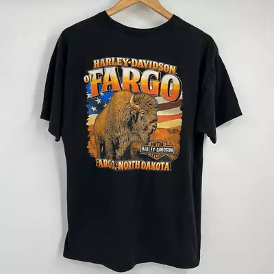 Buy Harley Davidson Motorcycle Fargo T-Shirt North Dakota Buffalo Black Mens Large • 27.96£