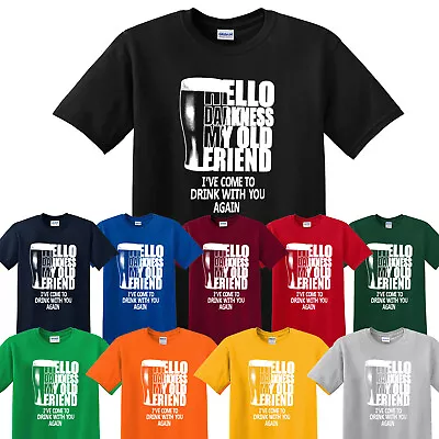 Buy Hello Darkness My OLD Friend Funny Guinness Mens T-Shirt Cotton T Shirt Top • 10.45£